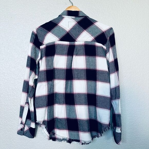 Rails Flannel Plaid Black White Pink Button Down Shirt XS - Picture 2 of 5